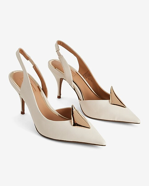 Brian Atwood x Express Gold Accent Slingback Pumps | Express