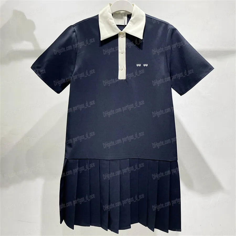 Letter Embroidered Women Shirtdress Luxury Contrast Color Lapel Dress Designer Elegant Short Slee... | DHGate