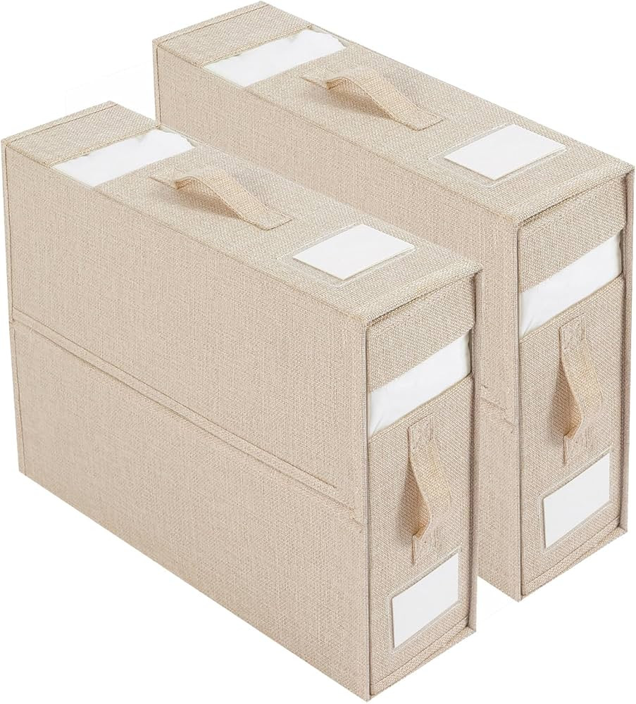 Horypt Bed Sheet Organiser, 15x12x4inch Linen Bedding Storage Folding Box, Closet Storage Bags wi... | Amazon (UK)