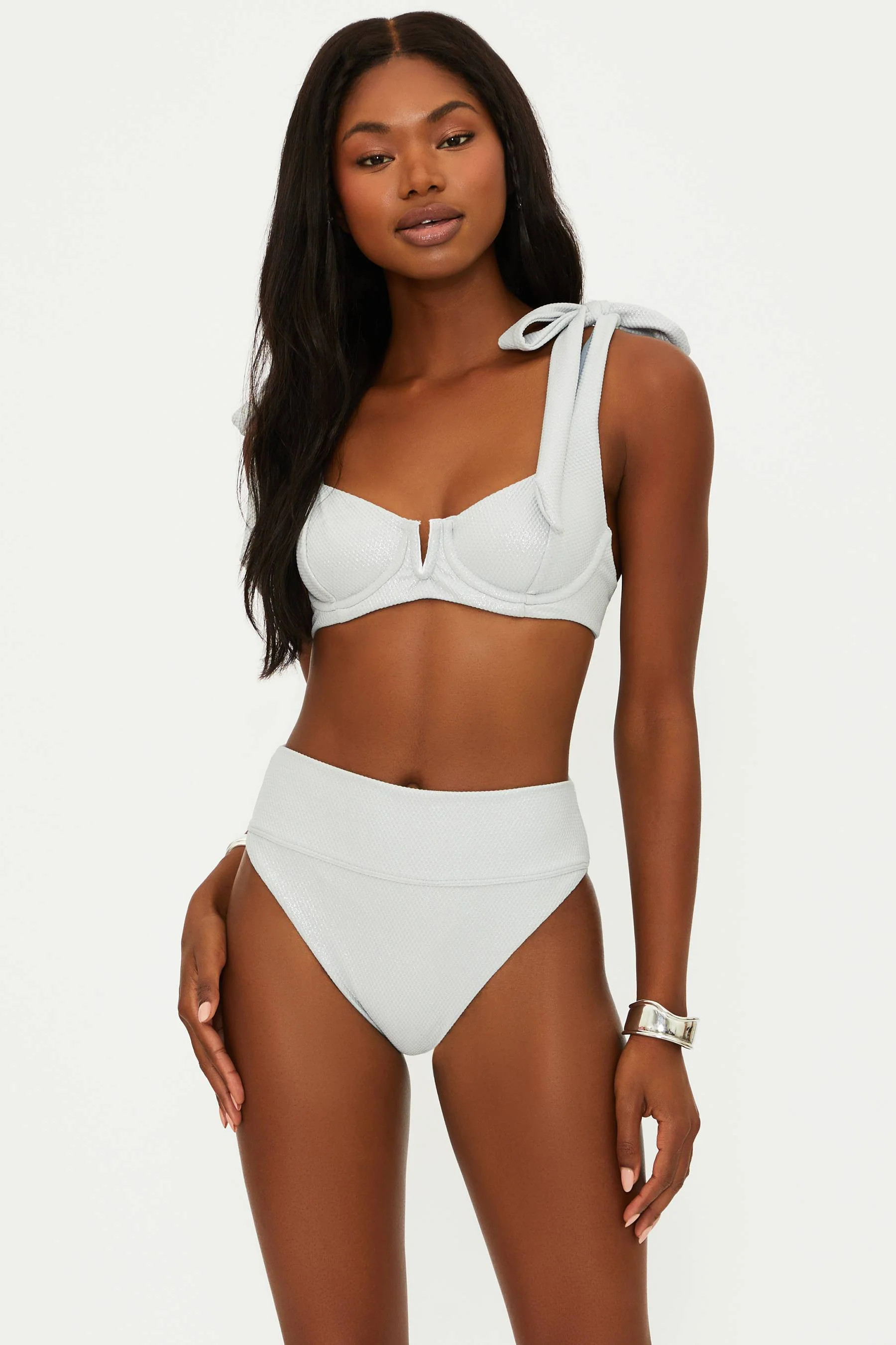Blair Top Silver Shine Waffle | Bikini Top | Beach Riot | Beach Riot