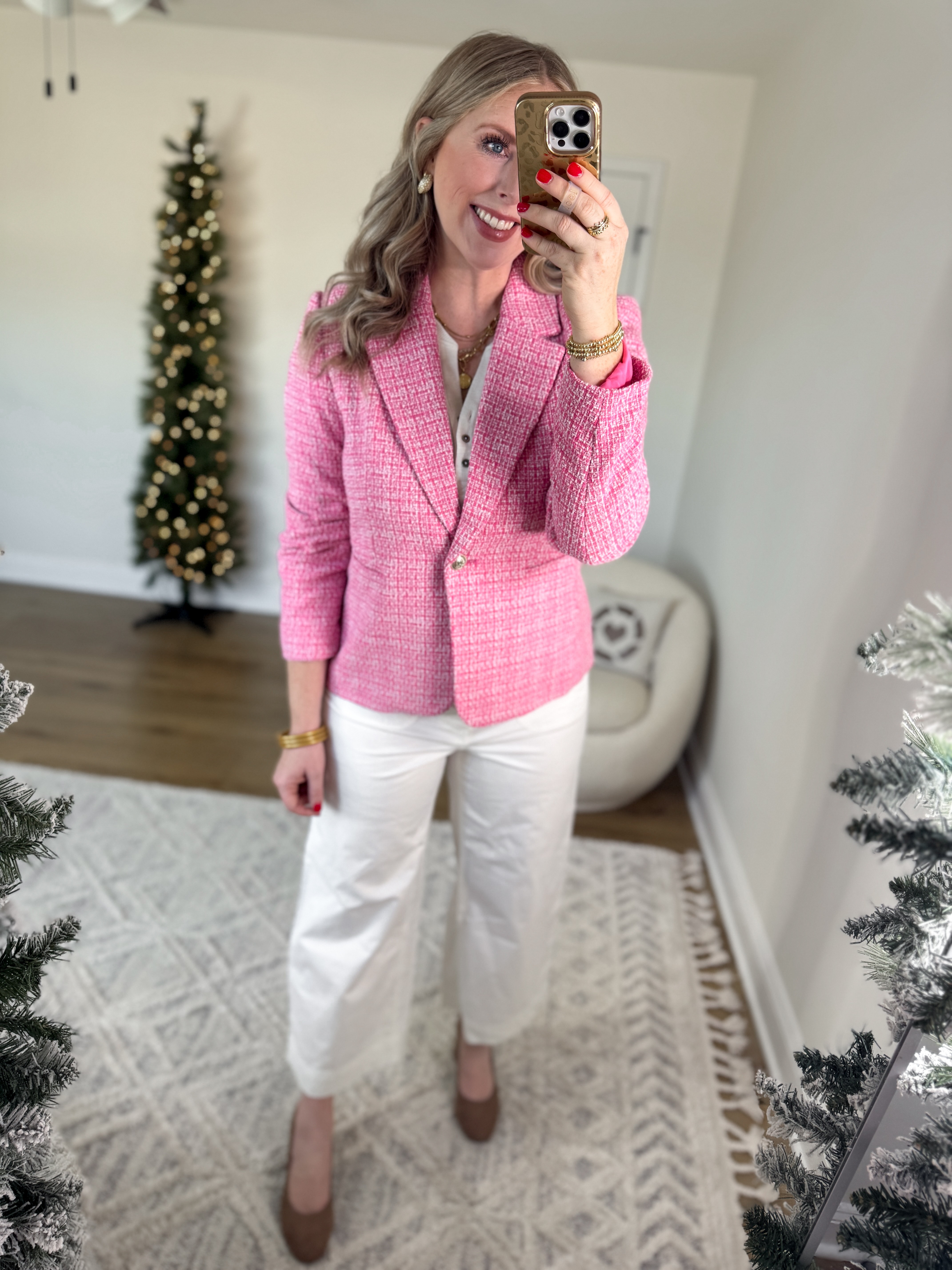 Weekend Walmart Wins try on
Pink tweed blazer- medium 
White pants- medium [semi see through ] 


#LTKSeasonal #LTKStyleTip #LTKFindsUnder50