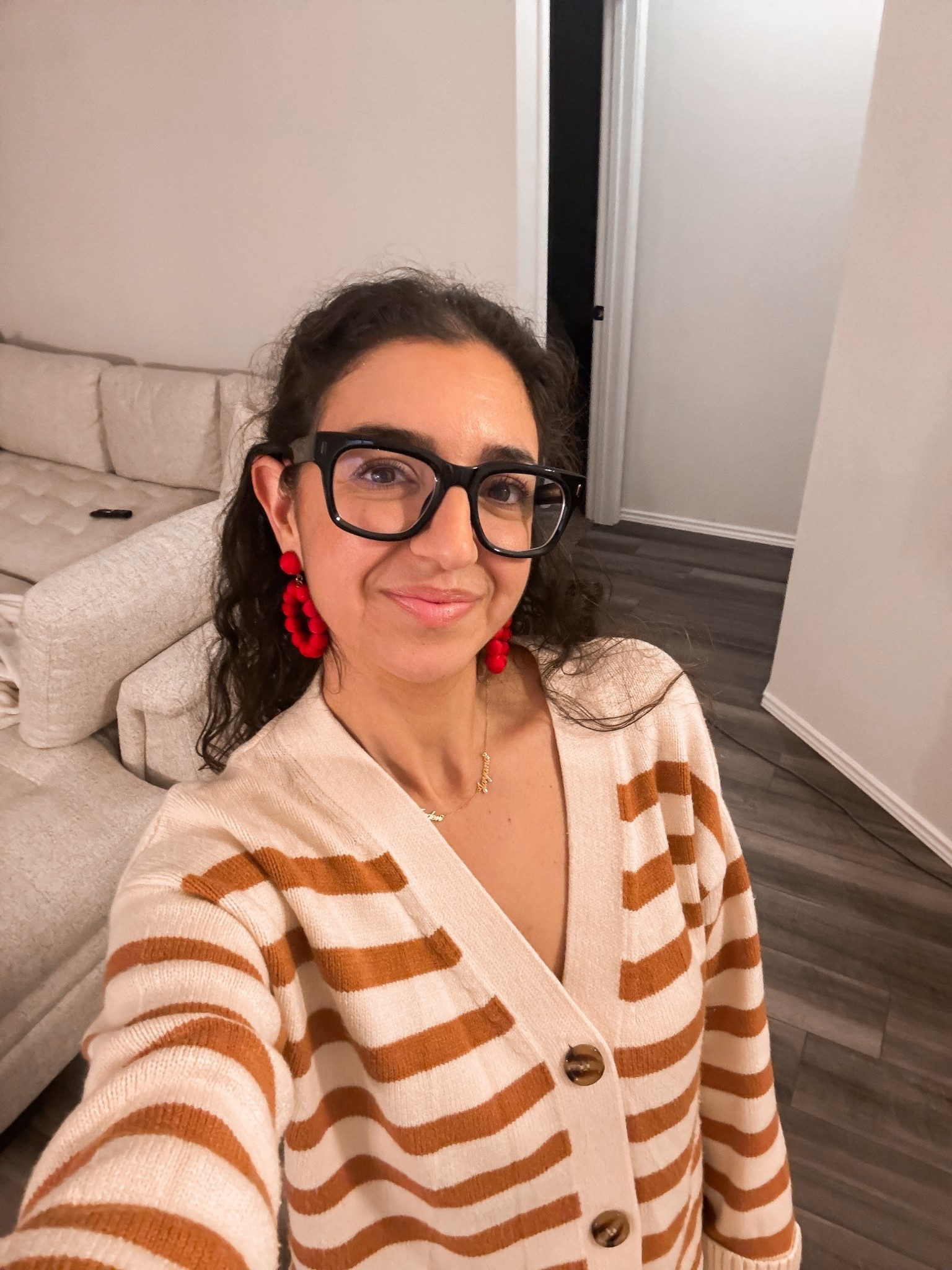 obsessed w these quay glasses! i never thought i’d be a glasses girlie til i got this pair! my striped cardigan is amazon and i love it w leggings or jeans! 🤎

#LTKootd #LTKFindsUnder100 #LTKmomlife