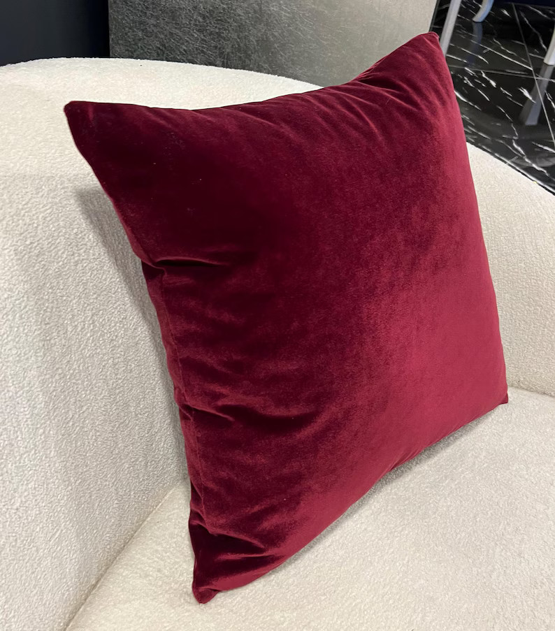 Luxury Burgundy Velvet Pillow Cover, Burgundy Pillow Cases, Burgundy Velvet Pillow, Burgundy Thro... | Etsy (US)