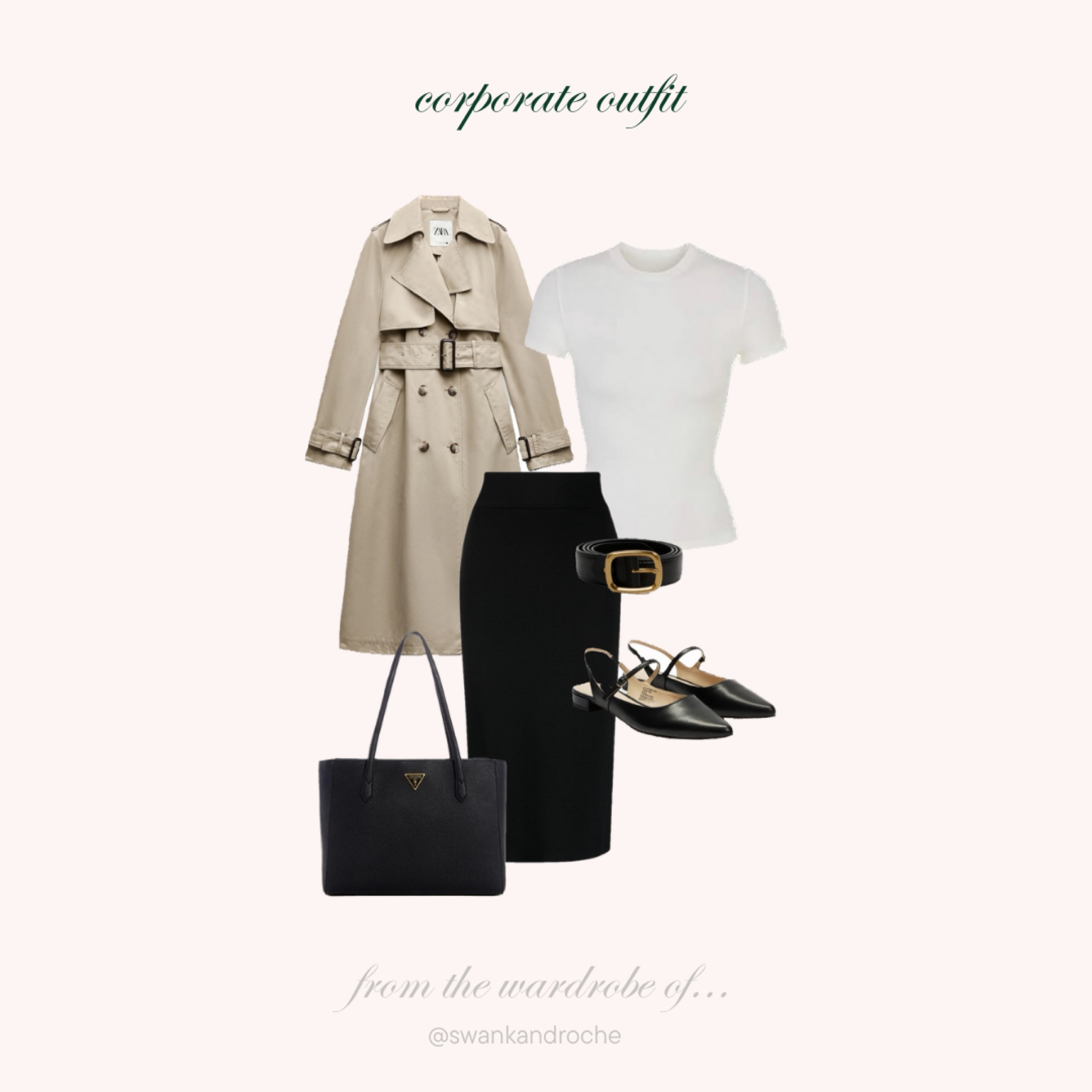 Corporate Office Outfit 🖤 Trench Coat, Fitted White Tee & Black Midi / Maxi Skirt

#LTKaustralia #LTKworkwear #LTKstyletip