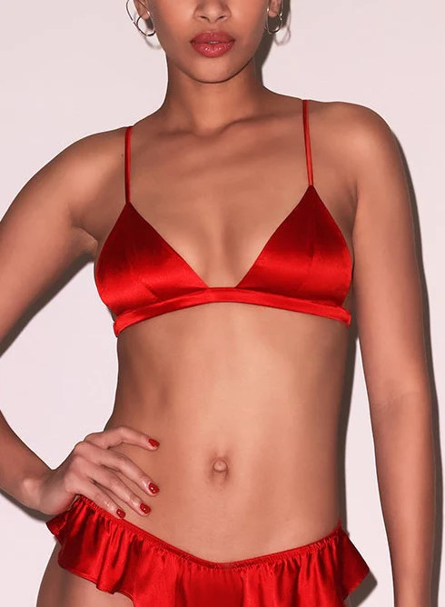 Red Luxe Triangle Bra | Fleur du Mal | Fleur du Mal