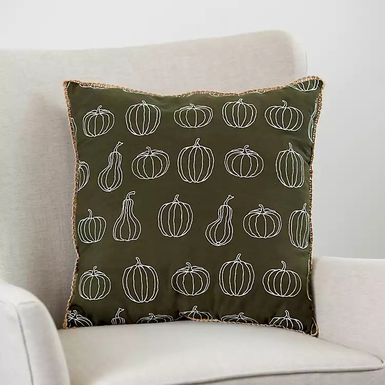 Harvest Green Gourd Patterned Throw Pillow | Kirkland's Home
