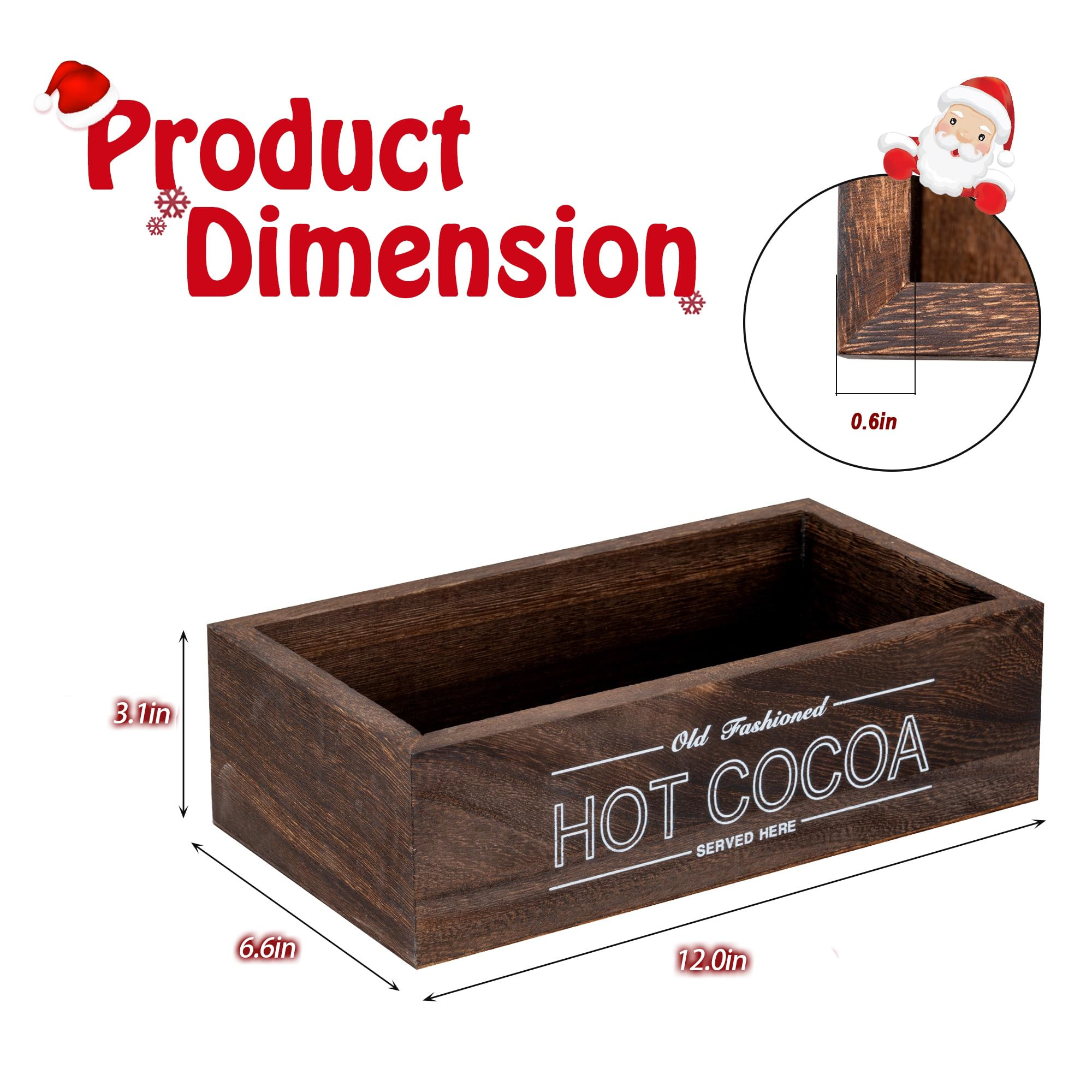 Hot Cocoa Bar Wood Storage Box Christmas Decorations Wooden Organizer Bins Tray Decorative Open H... | Amazon (US)
