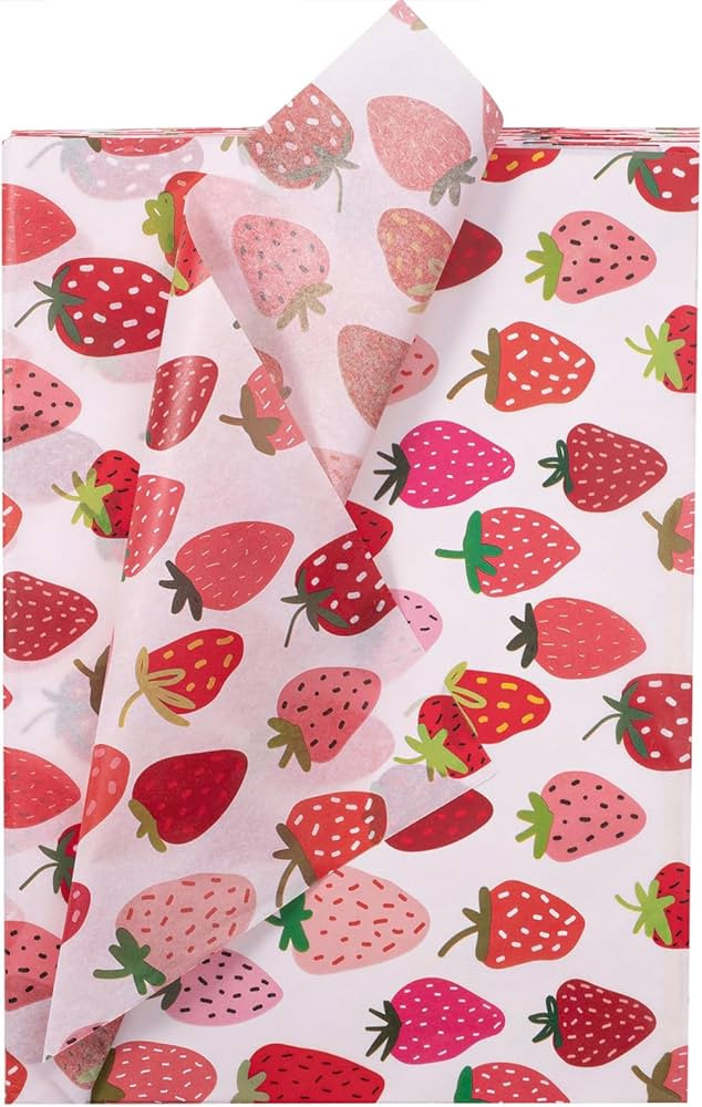 WRAPAHOLIC Strawberry Wrapping Tissue Paper - 30 Sheets 14 x 20 Inch Sweet Fruits Strawberry Tiss... | Amazon (US)