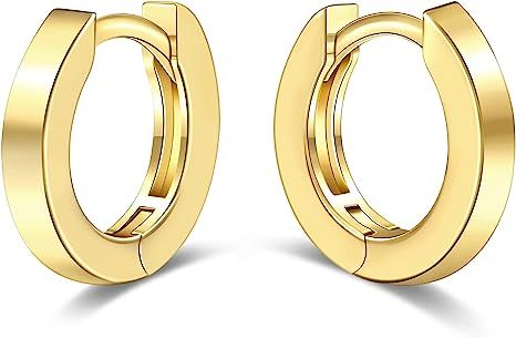 micuco Small Gold Hoop Earrings for Women 14K Gold Plated Huggie Hoop Earrings | Amazon (US)