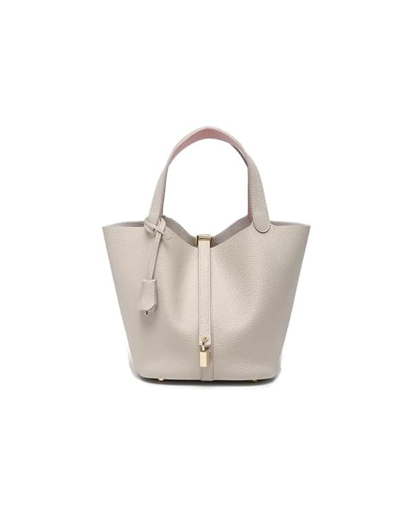 Genuine Leather Soft Bucket Bag for Women Fashion Lock Design Handbags Vegetable Basket Satchel w... | Amazon (US)