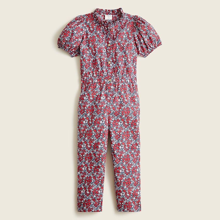 Girls' puff-sleeve jumpsuit in floral print | J.Crew US