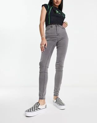 Noisy May Callie high-waisted skinny jeans in light grey | ASOS (Global)