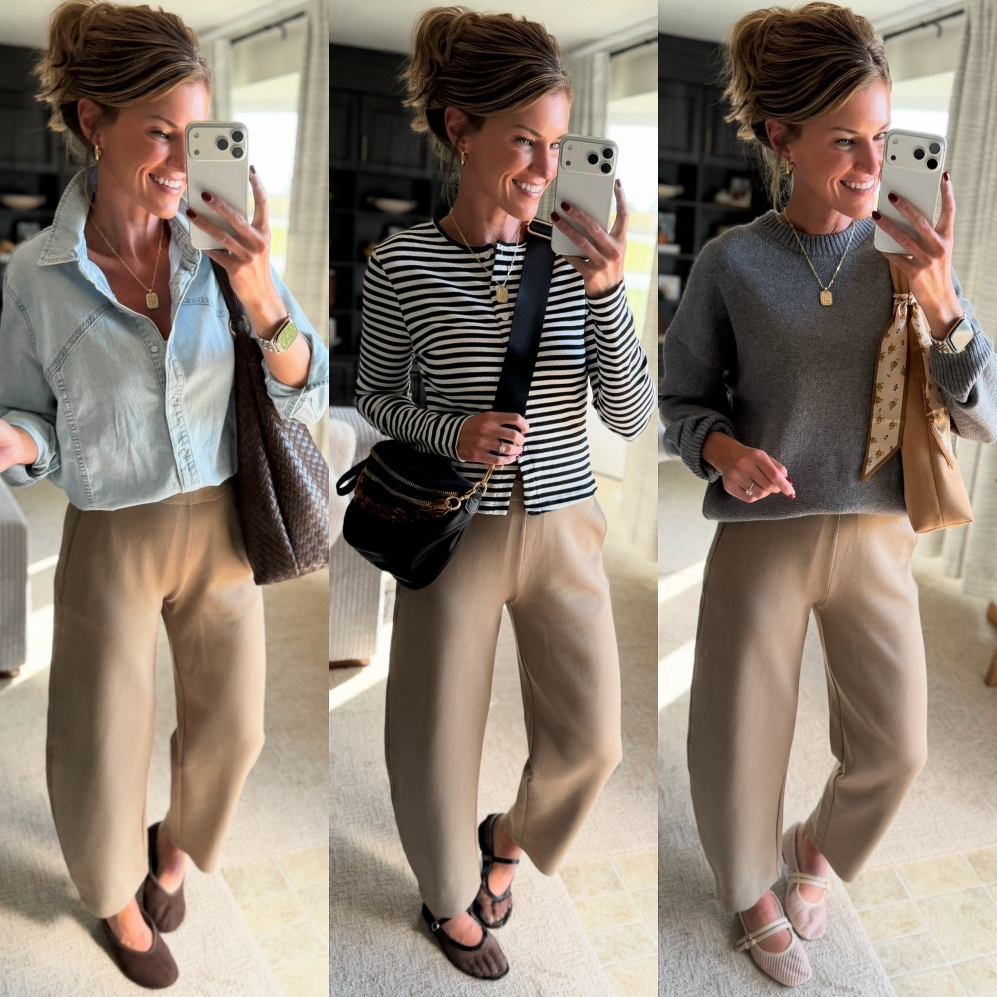 Target did it AGAIN! 😍🙌 These best-selling pants are popular for a reason! Comfy, flattering, and so easy to dress up or down. Trust me, you’re going to want these in your closet!
Pants/ small (size down if between)
Striped top/ small 
Sweater/ small (runs oversizoversized)
@Target