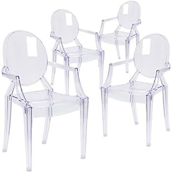 Flash Furniture 4 Pk. Ghost Chair with Arms in Transparent Crystal,white - 4-FH-124-APC-CLR-GG | Amazon (US)