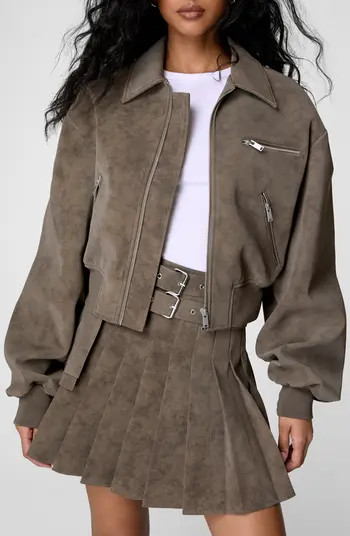 Oversize Faux Suede Bomber Jacket | Nordstrom