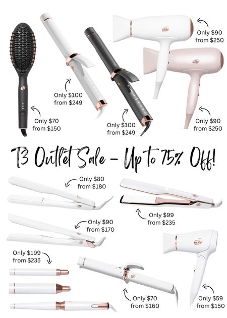 T3 is having their up to 75% off outlet sale! I’ve used T3 hair tools for YEARS and I can say they’re absolutely amazing and worth the price! Take advantage of this sale!

There are a few refurbished hair tools on this sale but I only linked one. If you click the outlet sale tab on the T3 site you will see them all at the bottom.

#LTKbeauty #LTKstyletip #LTKsalealert