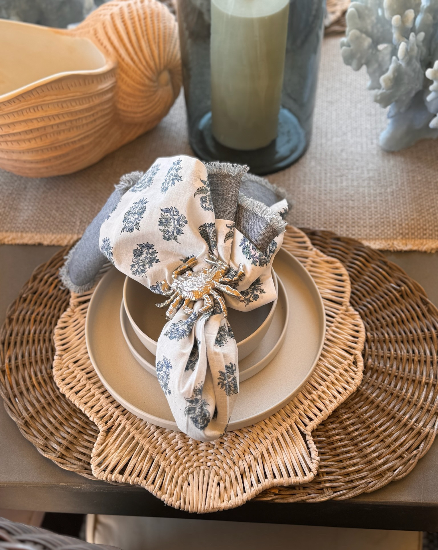 Table set up of my coastal dreams 🌊 

#LTKhome #LTKover40 #LTKSeasonal