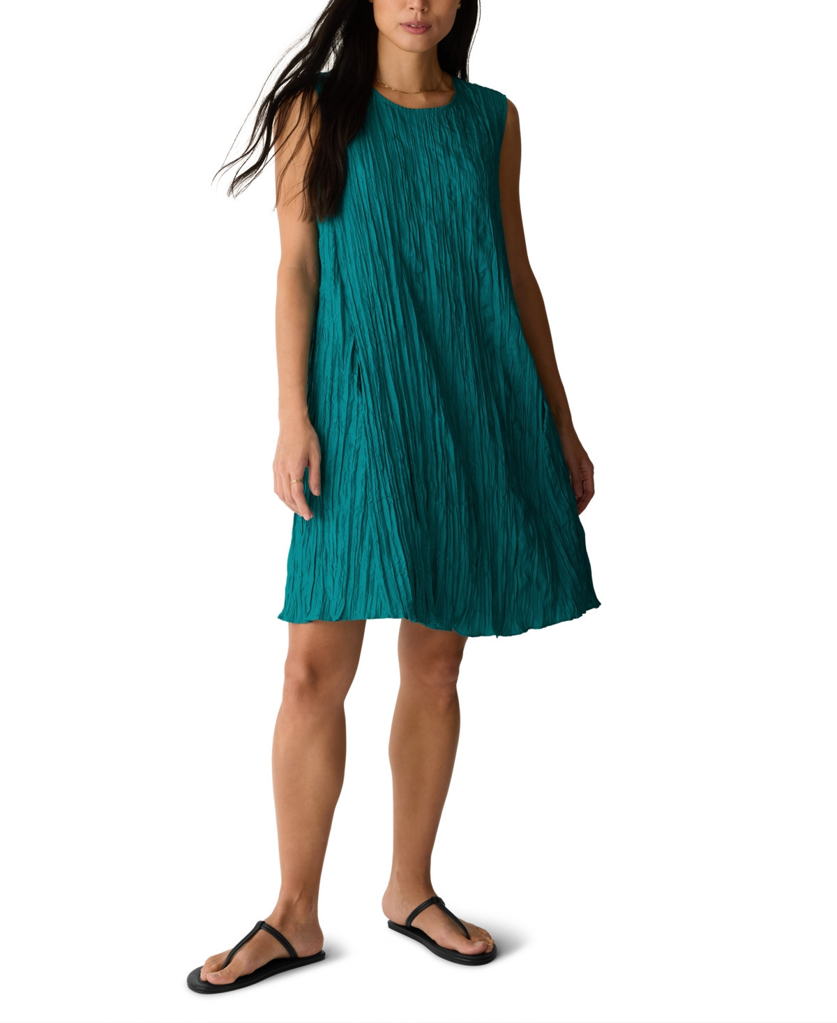 Eileen Fisher Women's Round Neck A-line Dress - Teal | Macy's