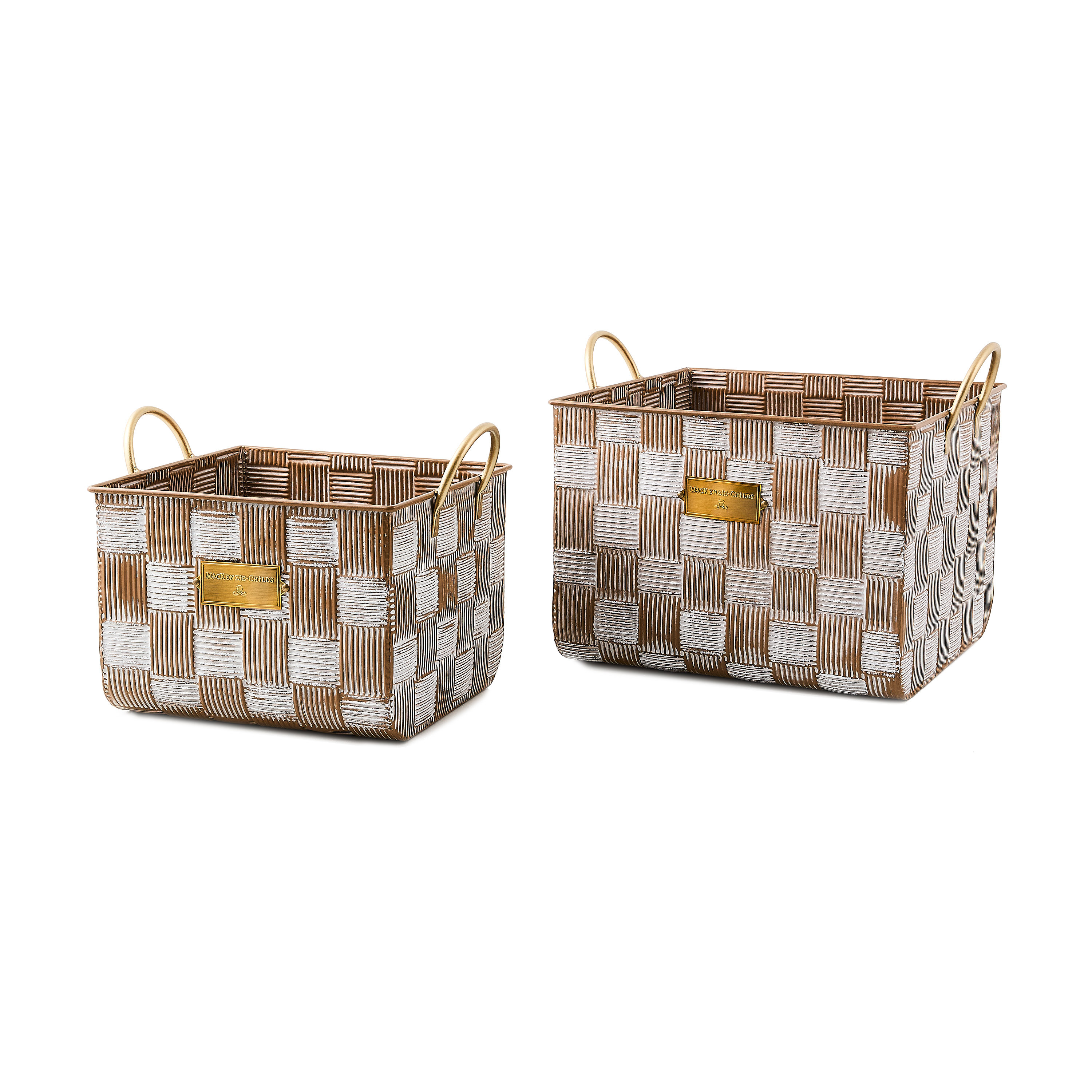 MacKenzie-Childs Mocha Textured Check Baskets | MacKenzie-Childs