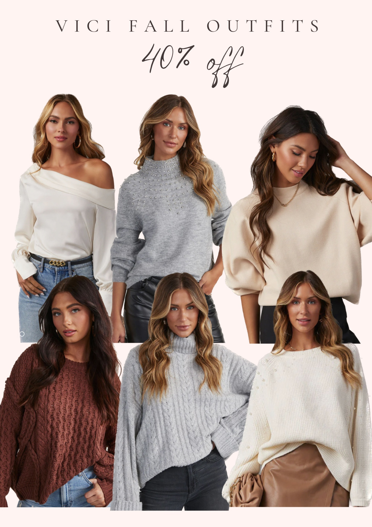 These sweaters are perfect for this cold weather 🤎💨

Click my link for my favorite picks & Use the code HELLOFALL for 40% off! 

#vici #fallsweaters #coldweather #sweaters #vicifall #falloutfits #fallinspo 

#LTKU #LTKsalealert #LTKSeasonal