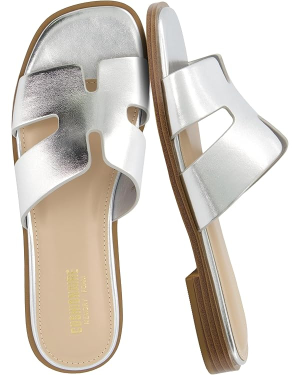 CUSHIONAIRE Voyage Cutout Strap Slides for Women, Slip On Summer Flats, Trendy Footwear, Comforta... | Amazon (US)