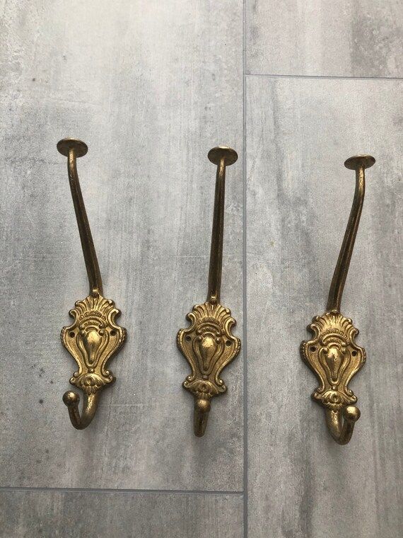 Set of 3 large brass coat hooks | Etsy (US)