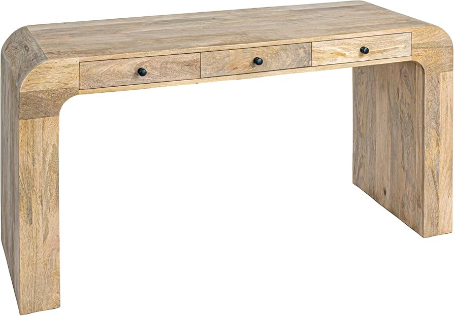 Creative Co-Op Mango Wood Desk with 3 Drawers and Waterfall Edge, Natural Furniture Tables, 60" L... | Amazon (US)