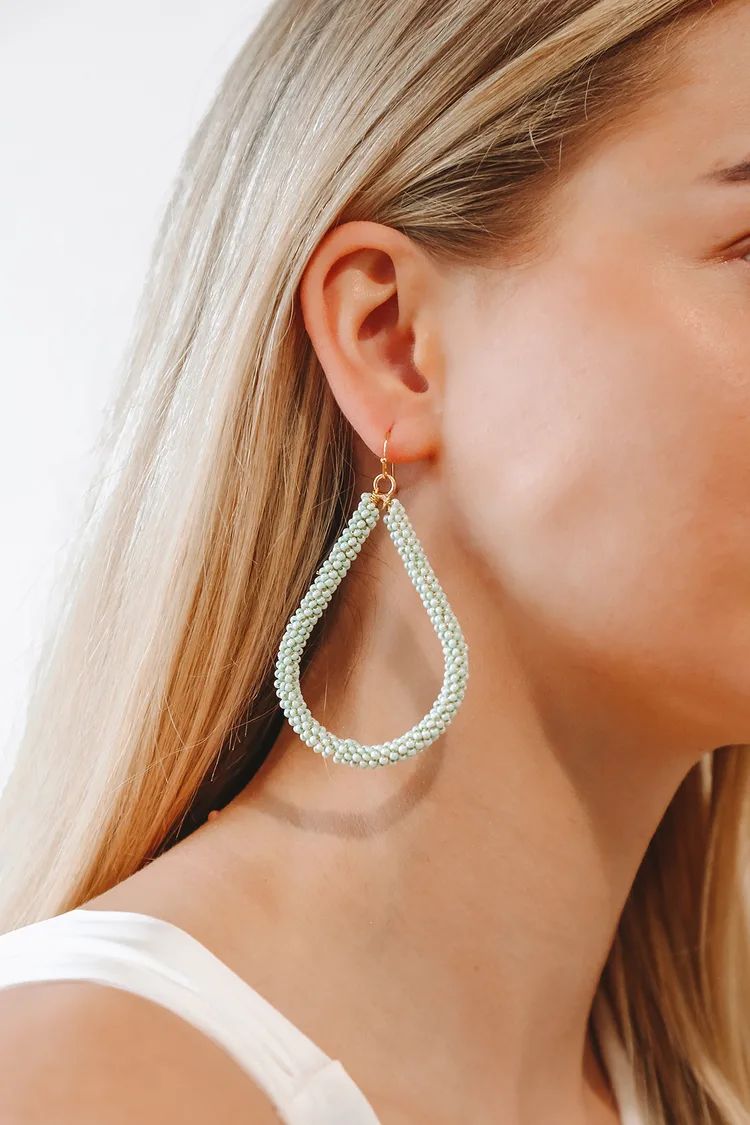 All Things Trendy Mint Green Beaded Teardrop Earrings | Lulus (US)
