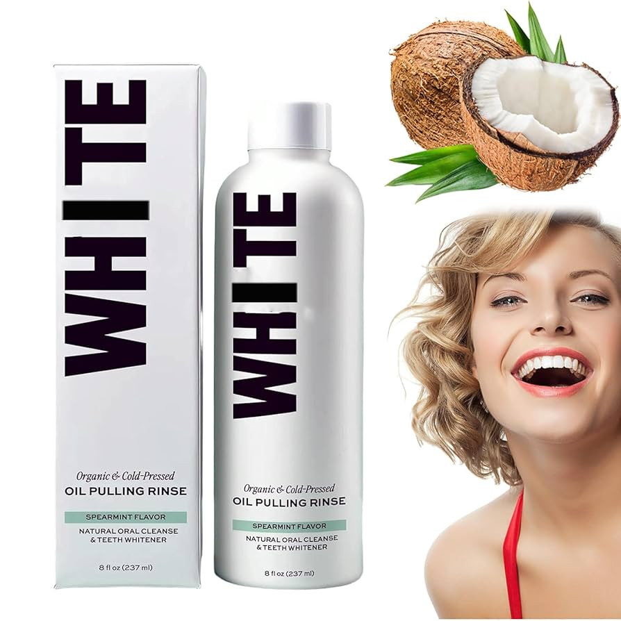 White Oil Pulling Rinse, Spearmint Oil Pulling Rinse —Natural Oral Cleanse & Teeth Whitener Spe... | Amazon (US)