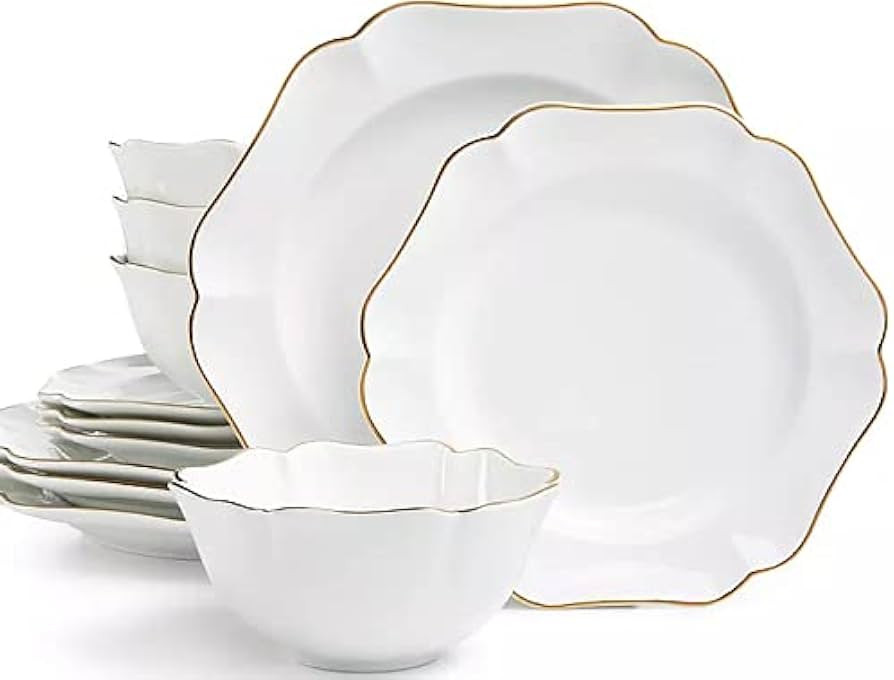 Martha Stewart Collection Baroque 12-Pc. Dinnerware Set, Service for 4 | Amazon (US)