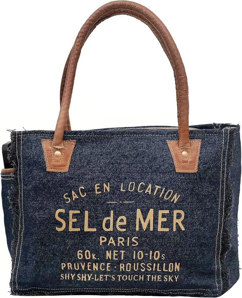 Shy Shy Bags Sel De Mer Upcycled Canvas Hand Bag Upcycled Canvas & Cowhide Tote Bag Radiant Upcyc... | Amazon (US)