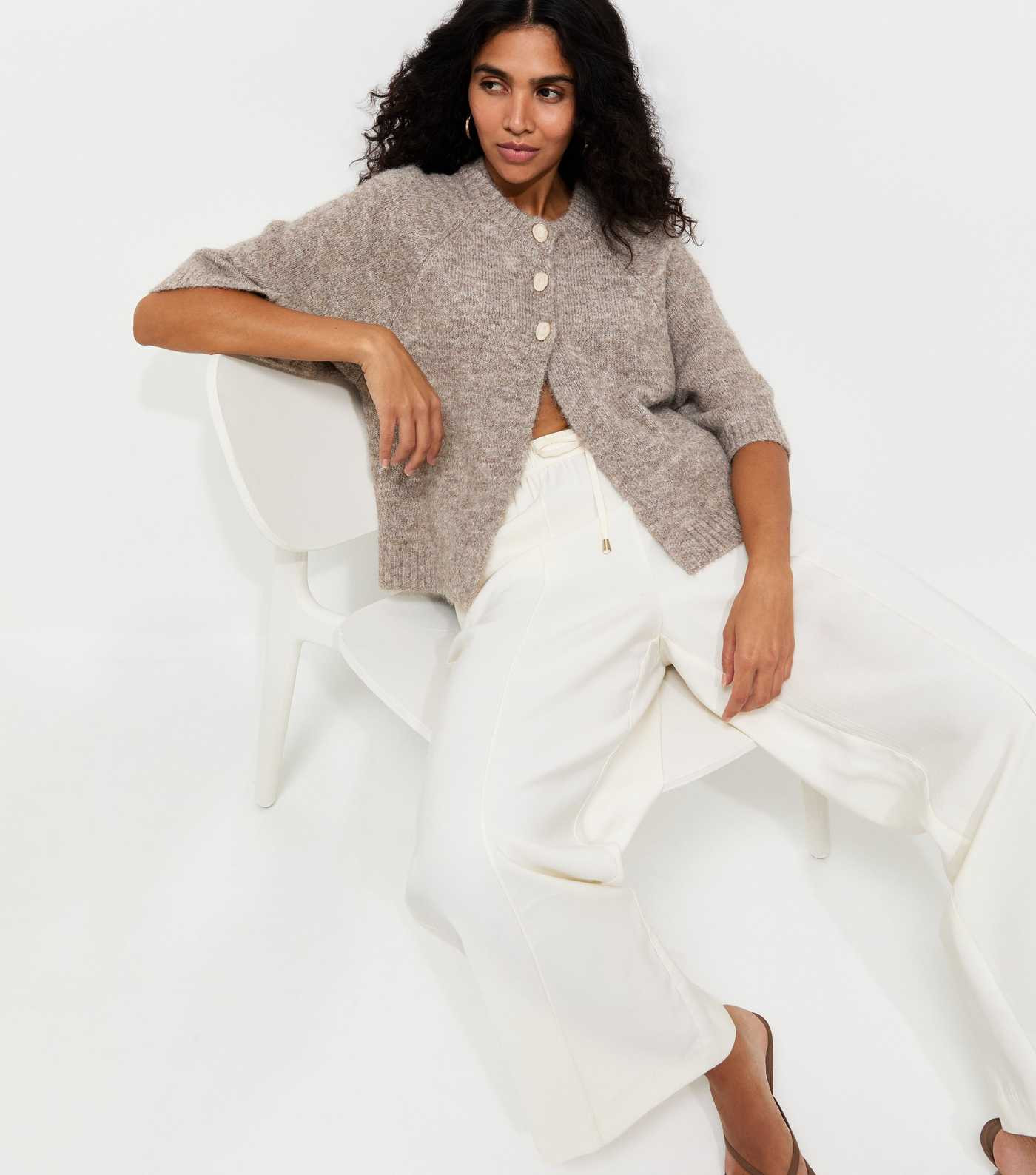 Mink Knitted Short Sleeve Cape Cardigan | New Look | New Look (UK)