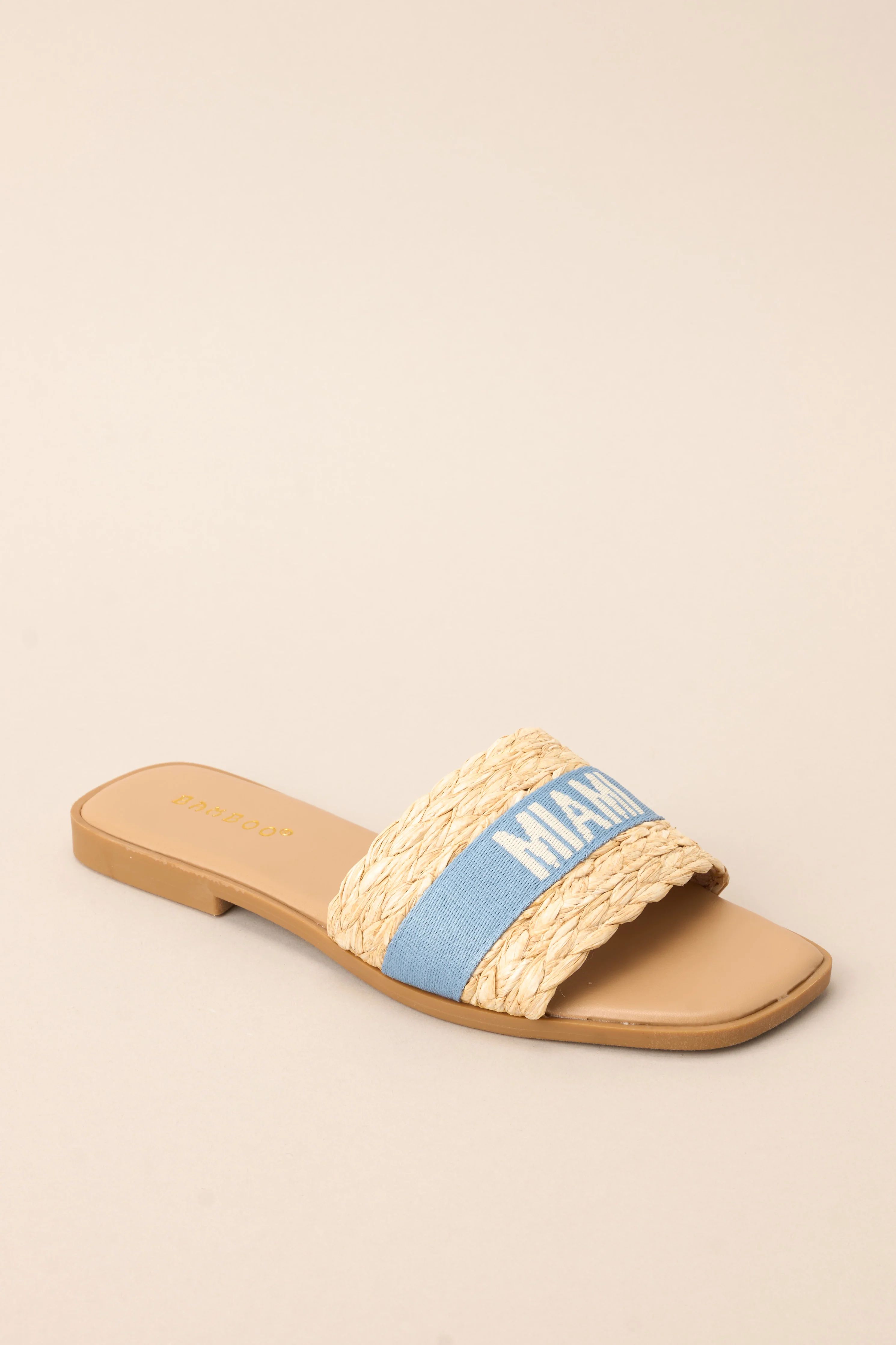 To The Tropics Sky Blue Sandals | Red Dress