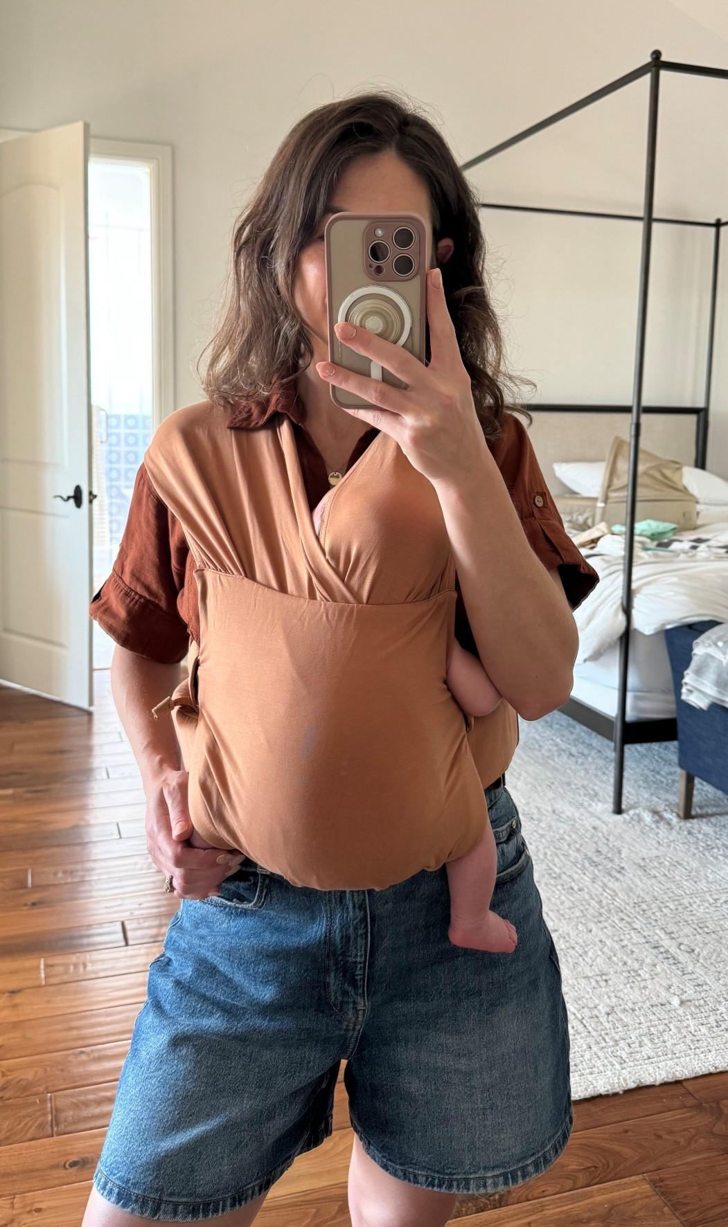 All the security of a wrap for baby wearing but so much easier and quicker to put on! #babyregistry #babygifts #newmomgifts #postpartumstyle