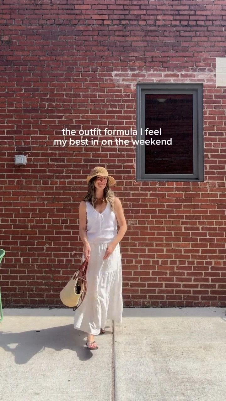 nothing beats a little diy set. a white top + white maxi & cute sandals 🤍 this skirt is old but comment “outfit” & I’ll send similars directly to you 🫶🏼 have the best weekend beauties!

#LTKPetite #LTKootd #LTKmomlife