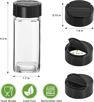 12 Pack Glass Spice Jars with Labels, 4oz Spices Containers Spice Jars with Black Shaker Lids, Em... | Amazon (US)