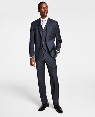 Men's Classic-Fit Wool-Blend Stretch Solid Suit Separates with Vest | Macy's