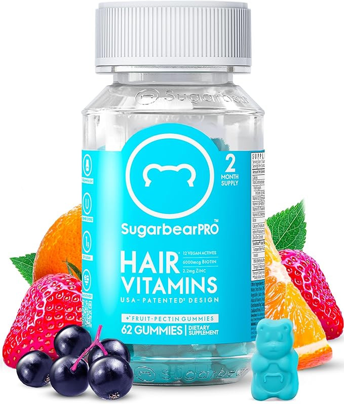 Sugarbear Hair Vitamin Gummy 2 Month Supply Extra Strength Biotin 6000mcg, Growth for Men & Women... | Amazon (US)
