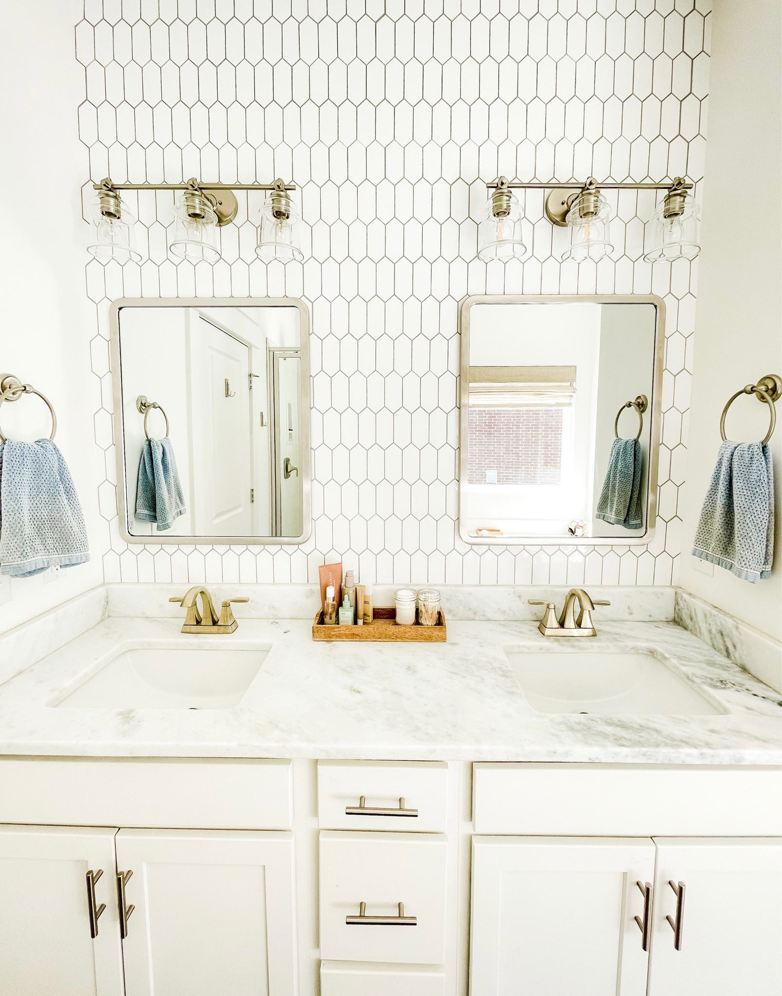 A little bathroom DIY that was relatively easy and more budget friendly than the real thing. Thanks to these cute @wallpops peel and stick tiles!  Wayfair and Amazon have them in stock and on sale 🙌🏼

#LTKsalealert #LTKfamily #LTKhome