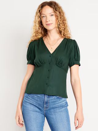 Waist-Defined Crepe Top | Old Navy (US)