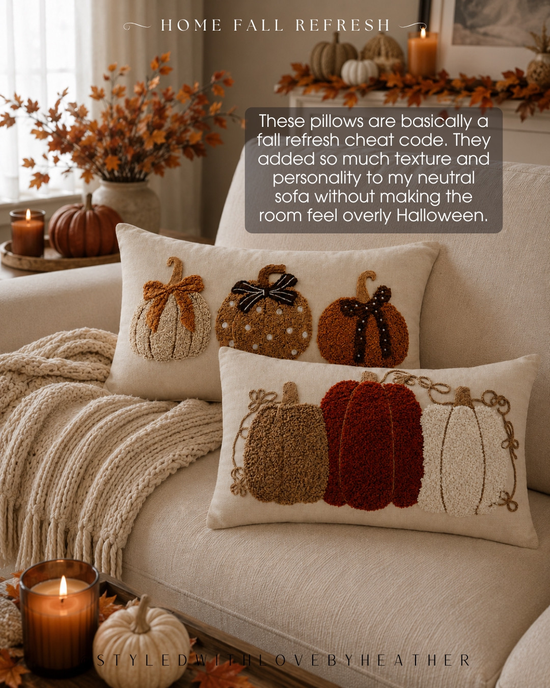 Neutral fall decor girls, these are SO good. 🎃 The embroidered pumpkin details bring in all the fall texture without taking over the room, making them an easy seasonal update for sofas, chairs, or beds. Tap to shop! 

 #LTKdayinmylife #LTKvlog #LTKHome