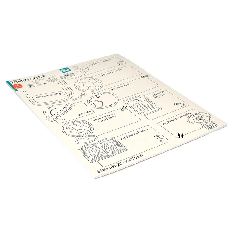 Pen+Gear Color-Your-Own Classroom Activity Sheet Pad, 8.5" x 11", 30 Sheets | Walmart (US)