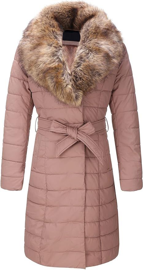 Bellivera Women's Puffer Jacket Faux Leather Bubble Padding Sherpa-Lined Coat with Removable Fur ... | Amazon (US)