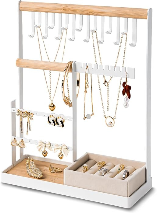 DreamGenius Jewelry Organizer Stand with Velvet Ring Holder, 4 Tier Jewelry Holder Organizer with... | Amazon (US)