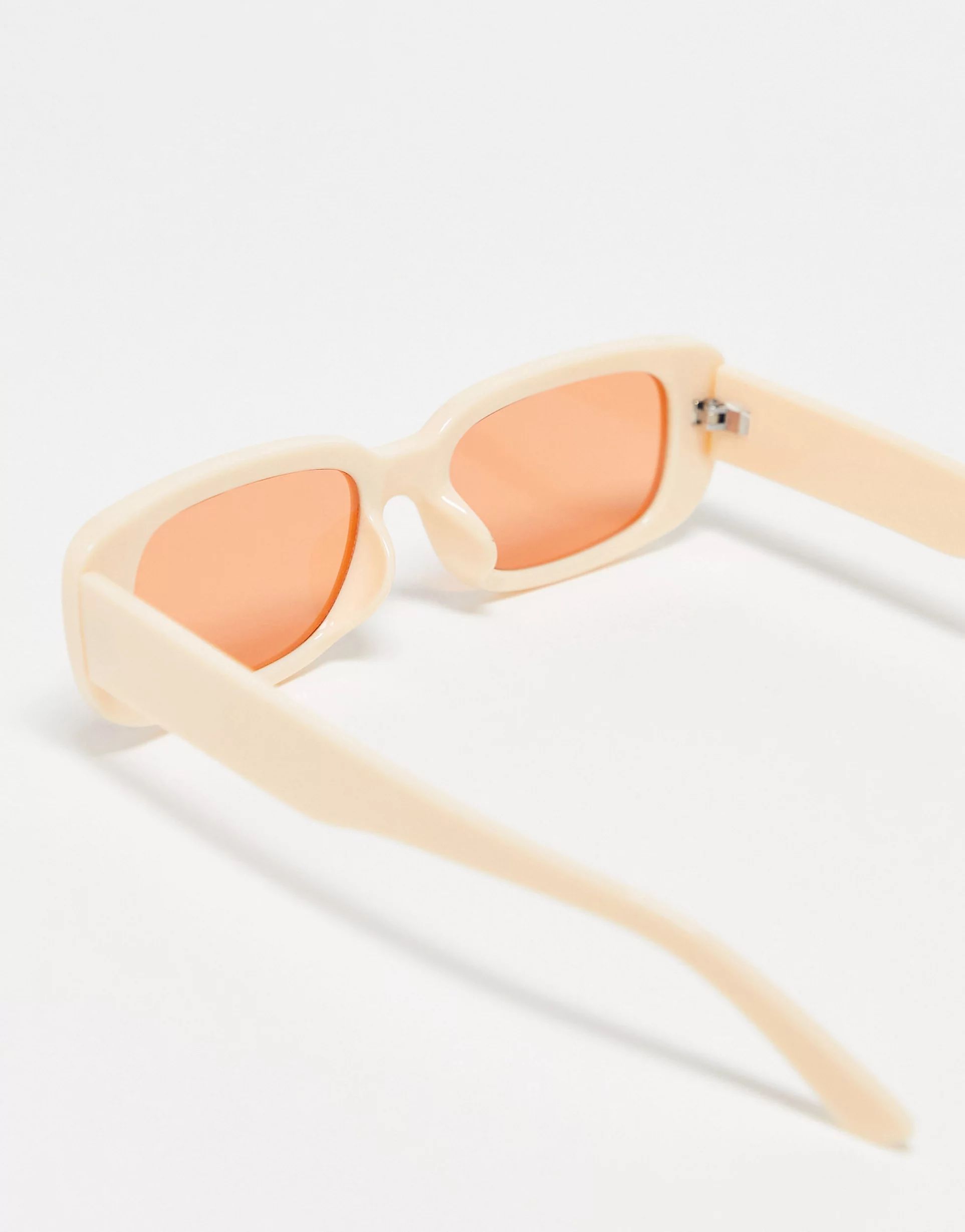 AJ Morgan callie chunky rectangle sunglasses in beige | ASOS (Global)