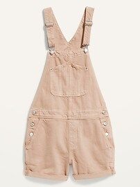 Slouchy Straight Ecru Non-Stretch Jean Short Overalls for Women -- 3.5-inch inseam | Old Navy (US)