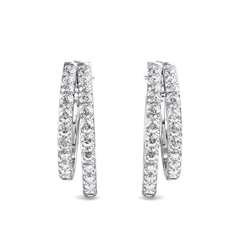 Cate & Chloe Corina 18k White Gold-Plated 20mm Silver Hoop Earrings with Simulated Diamond Crystals, Hypoallergenic Jewelry for Women, Giftable Accessory on Christmas, Birthday, Anniversary | Amazon (US)