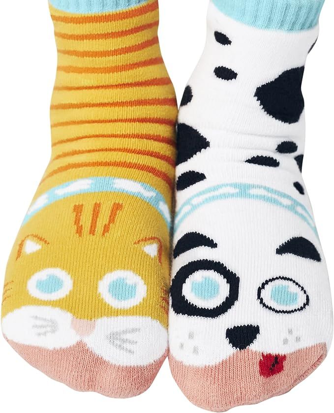 Cat & Dog Backyard Pet Animal Pals Collectible Mismatched Silly Cozy Socks for Boys Girls | Amazon (US)