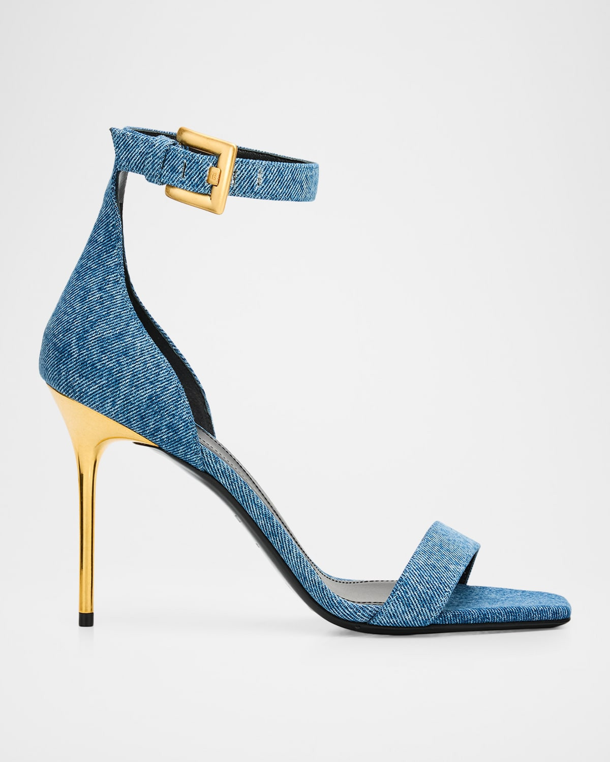 100mm Anthem Denim Ankle-Strap Sandals | Neiman Marcus