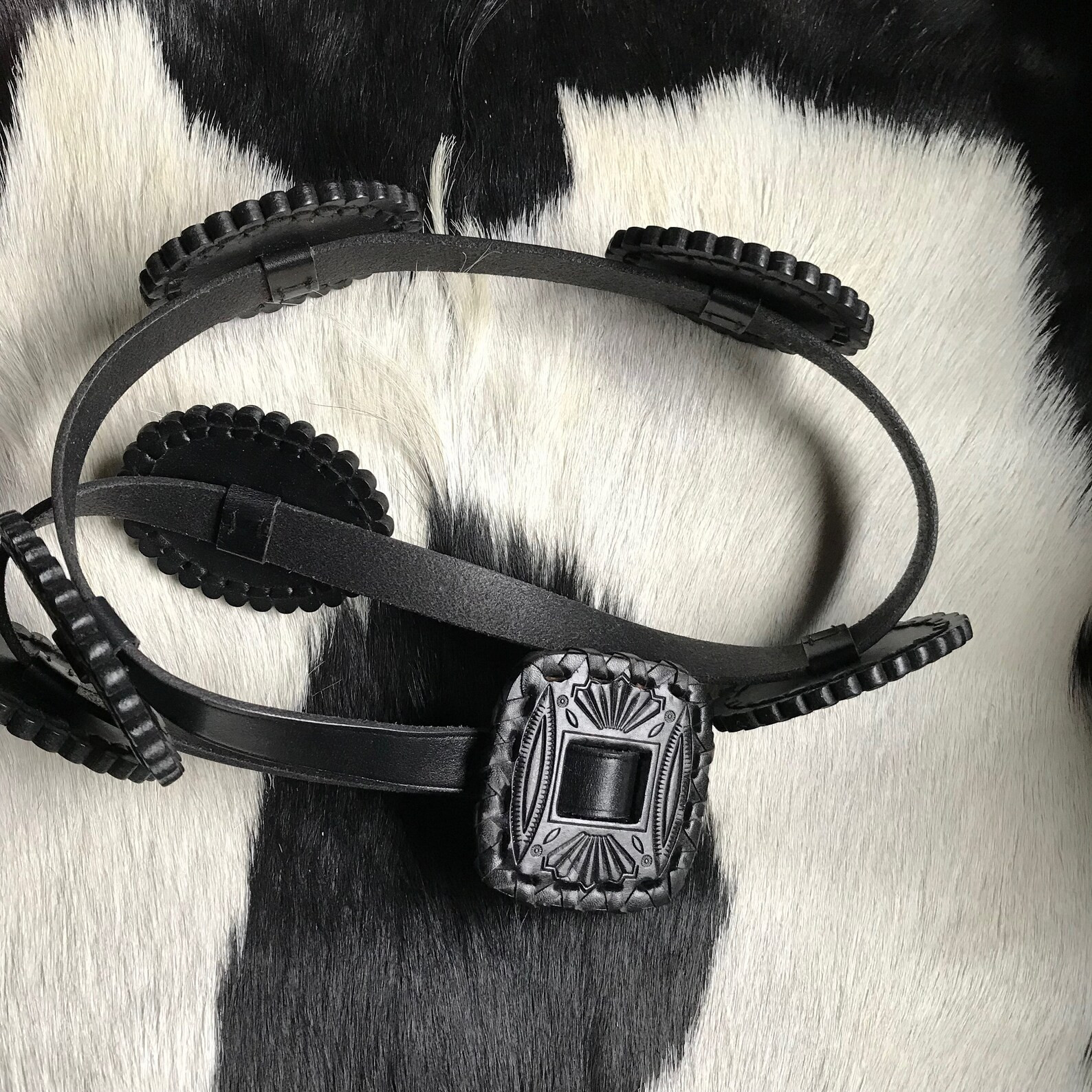 Ralph Lauren Leather Concha Belt Leather Indian Tribal Vintage Western Tooled Leathers - Etsy | Etsy (US)